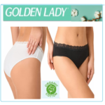 3 SLIP DONNA GOLDEN LADY ART. O106 VITA MEDIA IN COTONE ORGANICO E PIZZO
